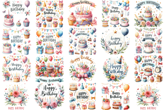 Download 19 Watercolor Birthday Cake Bundle - Cake bundle Collection